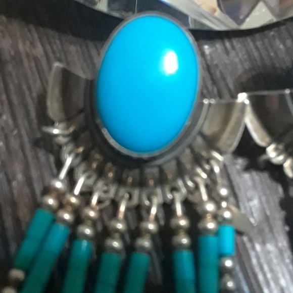 SS stunning turquoise artisan earings - Picture 2 of 3